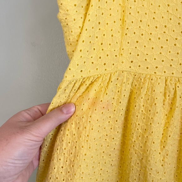 The Prairie by Rachel Ashwell Women's Yellow Spaghetti Strap Eyelet Midi Dress 8 - Picture 5 of 15
